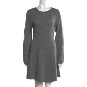 KHAITE Grey Long-Sleeve Knit A-Line Dress